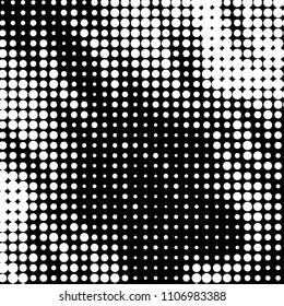 Abstract grunge grid polka dot halftone background pattern. Spotted black and white vector line illustration
