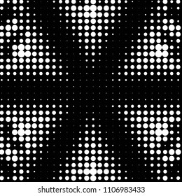 Abstract grunge grid polka dot halftone background pattern. Spotted black and white vector line illustration
