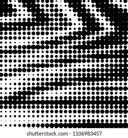 Abstract grunge grid polka dot halftone background pattern. Spotted black and white vector line illustration

