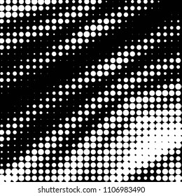 Abstract grunge grid polka dot halftone background pattern. Spotted black and white vector line illustration
