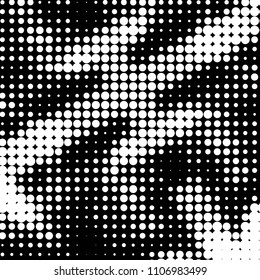 Abstract grunge grid polka dot halftone background pattern. Spotted black and white vector line illustration
