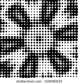Abstract grunge grid polka dot halftone background pattern. Spotted black and white vector line illustration
