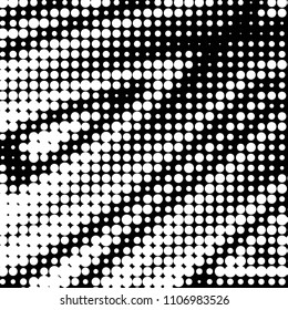Abstract grunge grid polka dot halftone background pattern. Spotted black and white vector line illustration
