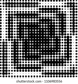 Abstract grunge grid polka dot halftone background pattern. Spotted black and white vector line illustration
