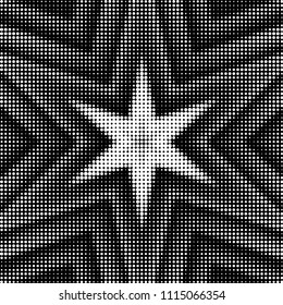 Abstract grunge grid polka dot halftone background pattern. Spotted black and white vector line illustration
