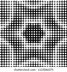 Abstract grunge grid polka dot halftone background pattern. Spotted black and white vector line illustration
