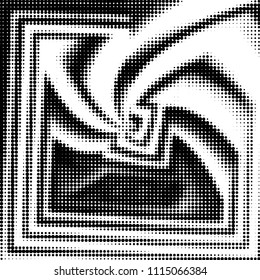 Abstract grunge grid polka dot halftone background pattern. Spotted black and white vector line illustration
