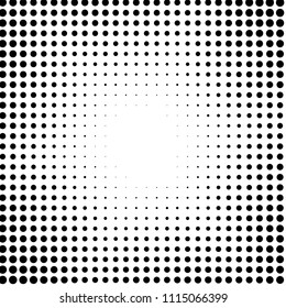 Abstract grunge grid polka dot halftone background pattern. Spotted black and white vector line illustration
