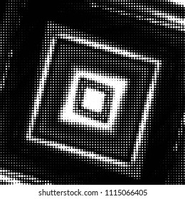 Abstract grunge grid polka dot halftone background pattern. Spotted black and white vector line illustration
