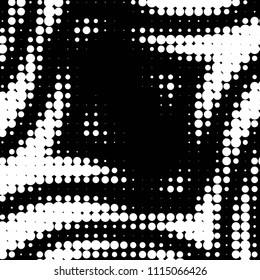 Abstract grunge grid polka dot halftone background pattern. Spotted black and white vector line illustration
