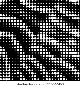 Abstract grunge grid polka dot halftone background pattern. Spotted black and white vector line illustration
