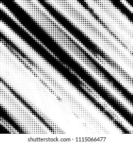Abstract grunge grid polka dot halftone background pattern. Spotted black and white vector line illustration
