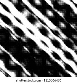Abstract grunge grid polka dot halftone background pattern. Spotted black and white vector line illustration
