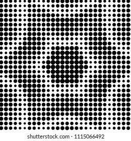 Abstract grunge grid polka dot halftone background pattern. Spotted black and white vector line illustration
