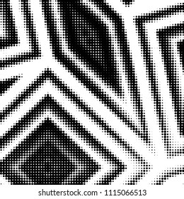 Abstract grunge grid polka dot halftone background pattern. Spotted black and white vector line illustration
