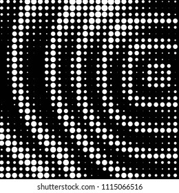 Abstract grunge grid polka dot halftone background pattern. Spotted black and white vector line illustration
