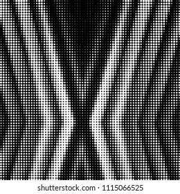 Abstract grunge grid polka dot halftone background pattern. Spotted black and white vector line illustration
