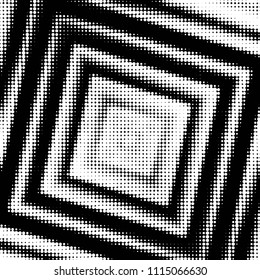 Abstract grunge grid polka dot halftone background pattern. Spotted black and white vector line illustration
