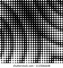 Abstract grunge grid polka dot halftone background pattern. Spotted black and white vector line illustration
