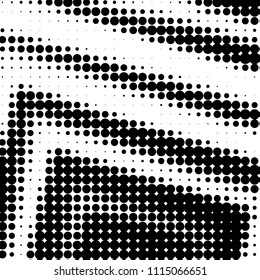 Abstract grunge grid polka dot halftone background pattern. Spotted black and white vector line illustration
