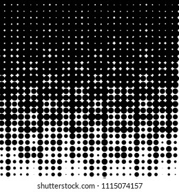 Abstract grunge grid polka dot halftone background pattern. Spotted black and white vector line illustration
