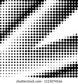 Abstract grunge grid polka dot halftone background pattern. Spotted black and white vector line illustration
