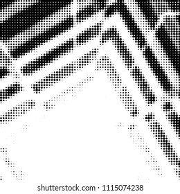 Abstract grunge grid polka dot halftone background pattern. Spotted black and white vector line illustration
