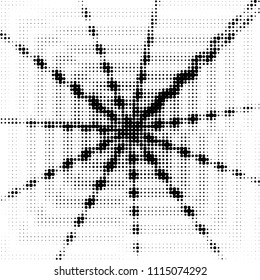 Abstract grunge grid polka dot halftone background pattern. Spotted black and white vector line illustration
