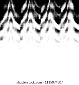 Abstract grunge grid polka dot halftone background pattern. Spotted black and white vector line illustration

