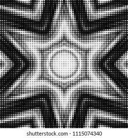 Abstract grunge grid polka dot halftone background pattern. Spotted black and white vector line illustration

