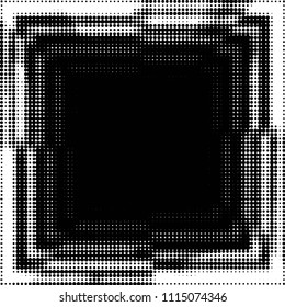 Abstract grunge grid polka dot halftone background pattern. Spotted black and white vector line illustration
