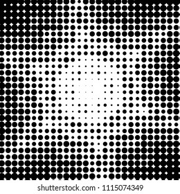 Abstract grunge grid polka dot halftone background pattern. Spotted black and white vector line illustration
