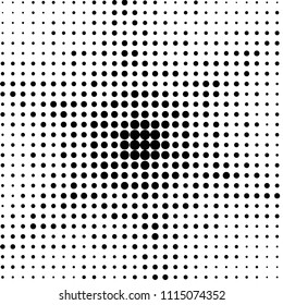 Abstract grunge grid polka dot halftone background pattern. Spotted black and white vector line illustration
