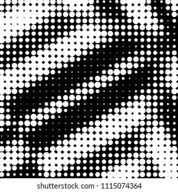 Abstract grunge grid polka dot halftone background pattern. Spotted black and white vector line illustration
