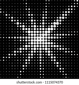 Abstract grunge grid polka dot halftone background pattern. Spotted black and white vector line illustration
