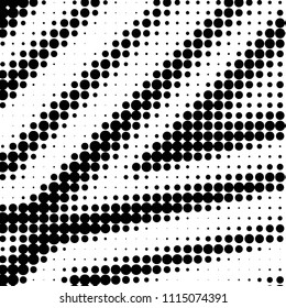 Abstract grunge grid polka dot halftone background pattern. Spotted black and white vector line illustration
