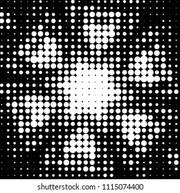 Abstract grunge grid polka dot halftone background pattern. Spotted black and white vector line illustration
