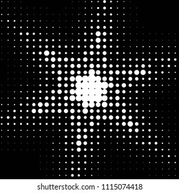 Abstract grunge grid polka dot halftone background pattern. Spotted black and white vector line illustration
