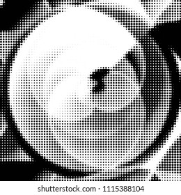 Abstract grunge grid polka dot halftone background pattern. Spotted black and white vector line illustration
