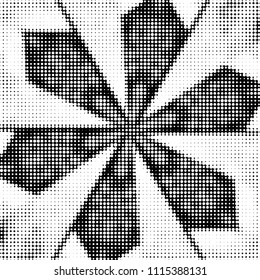 Abstract grunge grid polka dot halftone background pattern. Spotted black and white vector line illustration
