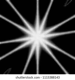 Abstract grunge grid polka dot halftone background pattern. Spotted black and white vector line illustration
