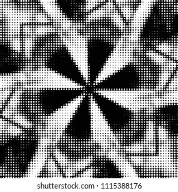 Abstract grunge grid polka dot halftone background pattern. Spotted black and white vector line illustration
