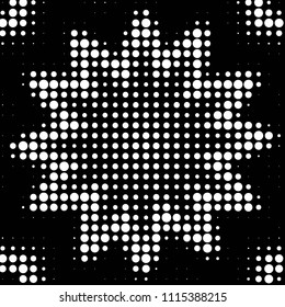 Abstract grunge grid polka dot halftone background pattern. Spotted black and white vector line illustration

