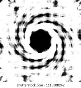Abstract grunge grid polka dot halftone background pattern. Spotted black and white vector line illustration
