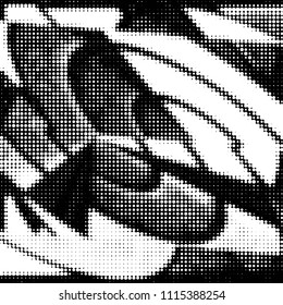 Abstract grunge grid polka dot halftone background pattern. Spotted black and white vector line illustration
