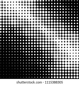 Abstract grunge grid polka dot halftone background pattern. Spotted black and white vector line illustration
