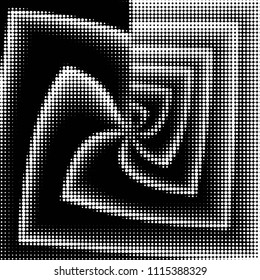 Abstract grunge grid polka dot halftone background pattern. Spotted black and white vector line illustration
