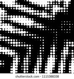 Abstract grunge grid polka dot halftone background pattern. Spotted black and white vector line illustration
