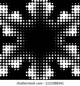 Abstract grunge grid polka dot halftone background pattern. Spotted black and white vector line illustration
