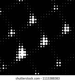 Abstract grunge grid polka dot halftone background pattern. Spotted black and white vector line illustration
